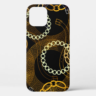 Funda Para iPhone 12 Patrón sin foco con correas griegas serpenteantes 