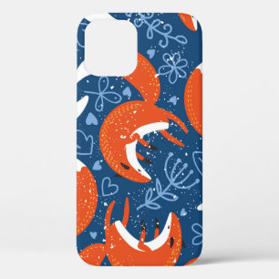 Funda Para iPhone 12 Patrón sin foco con diferentes zorros lindos. Vint