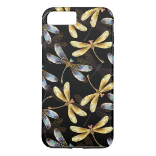 Funda Para iPhone 8 Plus/7 Plus Patrón sin foco con Dragonflies dorados