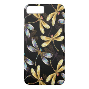 Funda Para iPhone 8 Plus/7 Plus Patrón sin foco con Dragonflies dorados