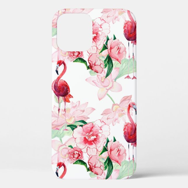 Funda De Case-Mate Para iPhone Patrón sin foco con flamingo rosa (Reverso )