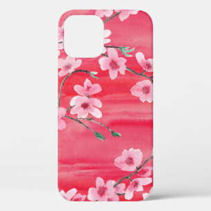 Funda Para iPhone 12 Patrón sin foco con flor de cerezo hermoso