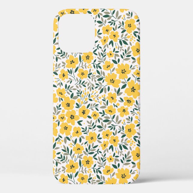 Funda De Case-Mate Para iPhone Patrón sin foco con flores amarillas pequeñas (Reverso )