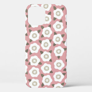 Funda Para iPhone 12 Patrón sin foco con flores lindas sobre fondo rosa