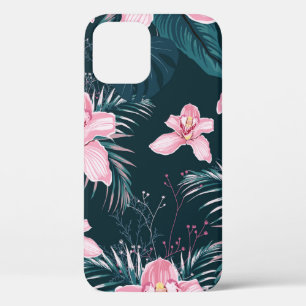 Funda Para iPhone 12 Patrón sin foco con flores Orquídea, coloreado