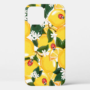 Funda Para iPhone 12 Patrón sin foco con frutas tropicales de limón de