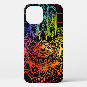 Funda Para iPhone 12 Patrón sin foco con hamsa dibujada a mano ornament