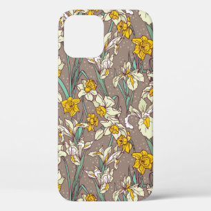 Funda Para iPhone 12 Patrón sin foco con hermosos iris y narcisos