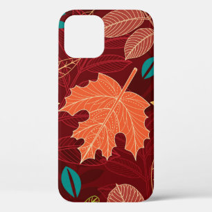 Funda Para iPhone 12 Patrón sin foco con hojas de otoño