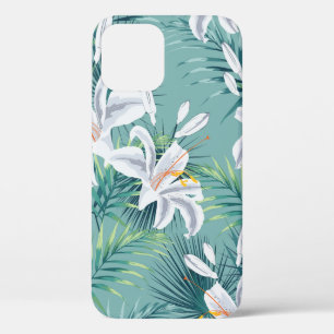 Funda Para iPhone 12 Patrón sin foco con hojas tropicales y lías reales