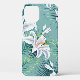 Funda Para iPhone 12 Patrón sin foco con hojas tropicales y lías reales