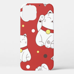 Funda Para iPhone 12 Patrón sin foco con la mano del gato Maneki-Neko d