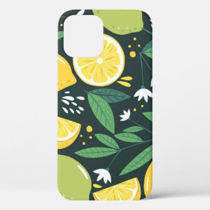 Funda Para iPhone 12 Patrón sin foco con limones. Resumen de arte impre