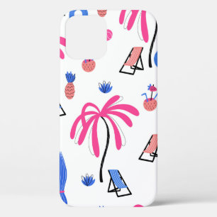 Funda Para iPhone 12 Patrón sin foco con palmeras piña cocono