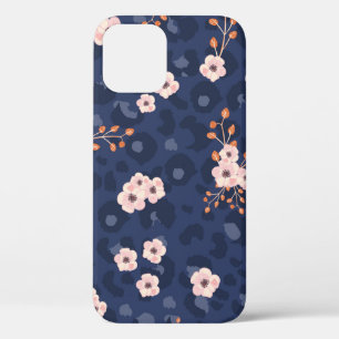 Funda Para iPhone 12 Patrón sin foco con piel de leopardo y pequeño ros