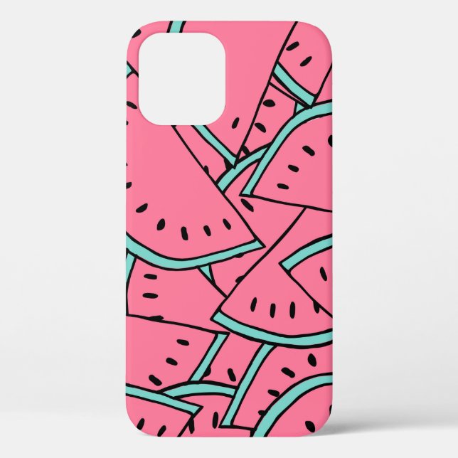 Funda De Case-Mate Para iPhone Patrón sin foco con sandías dibujadas a mano.  (Reverso )