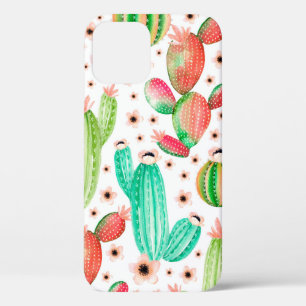 Funda Para iPhone 12 Patrón sin foco con suculentos. Curso de acuarela