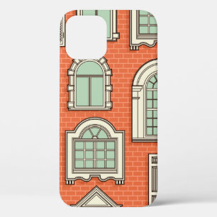 Funda Para iPhone 12 Patrón sin foco con ventanas antiguas.