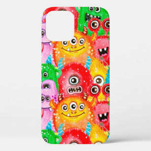 Funda Para iPhone 12 Patrón sin foco de color de agua pintado monstruo