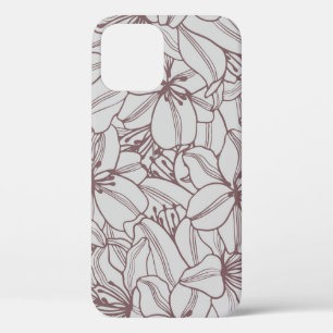 Funda Para iPhone 12 Patrón sin foco de flores de lirios vintage. Mano 