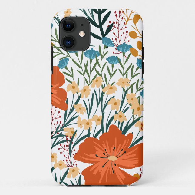 Funda De Case-Mate Para iPhone Patrón sin foco de flores silvestres (Reverso)
