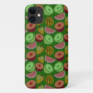 Funda Para iPhone 11 Patrón sin foco de fruta tropical y fondo verde