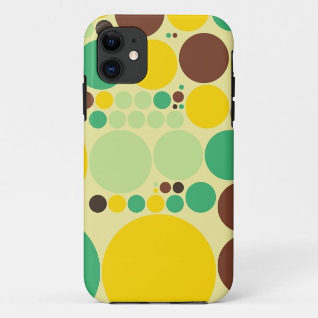 Funda De Case-Mate Para iPhone Patrón sin foco de polka amarillo, azul, marrón (Reverso)