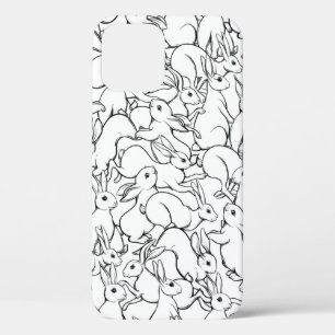 Funda Para iPhone 12 Patrón sin foco, fondo con conejos lindos, ja