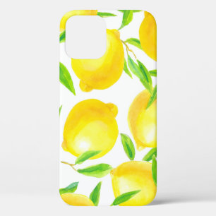 Funda Para iPhone 12 Patrón sin foco hecho de limones de acuarela y pul