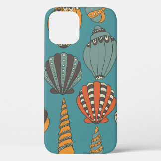 Funda Para iPhone 12 Patrón sin inconvenientes con conchas, iconos dibu