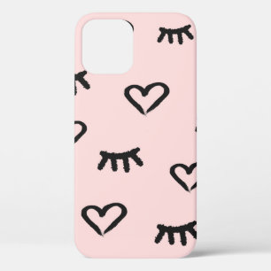 Funda Para iPhone 12 Patrón sin inconvenientes con corazones y ojos cer