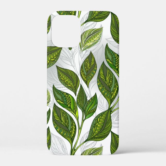 Funda De Case-Mate Para iPhone Patrón sin inconvenientes con hojas de té verdes (Reverso )