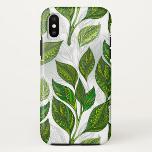Funda Para iPhone XS Patrón sin inconvenientes con hojas de té verdes