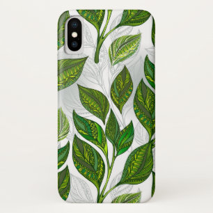 Funda Para iPhone X Patrón sin inconvenientes con hojas de té verdes