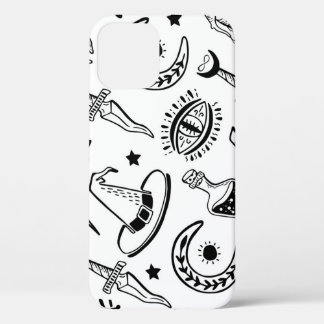 Funda Para iPhone 12 Patrón sin problemas de dibujo de tinta mágica