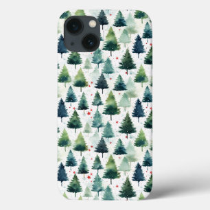 Funda Para iPhone 13 Patrón sin problemas del Árbol de Navidad acuarela