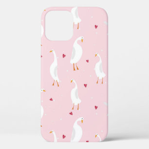 Funda Para iPhone 12 Patrón sin salida con pato lindo con corazón en ro