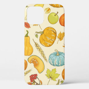 Funda Para iPhone 12 Patrón sin soldadura con calabazas, hojas de otoño