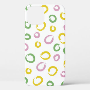 Funda Para iPhone 12 Patrón sin soldadura con círculos coloridos, rosa,