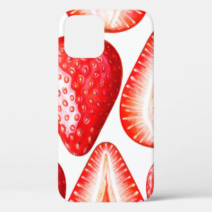 Funda Para iPhone 12 Patrón sin soldadura con fresas maduras sobre la