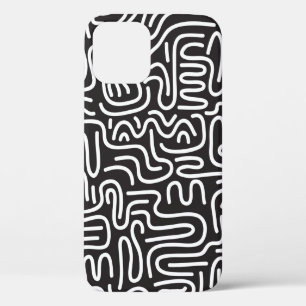 Funda Para iPhone 12 Patrón sin soldadura con líneas onduladas de doo