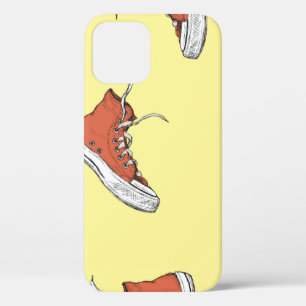 Funda Para iPhone 12 Patrón sin soldadura con zapatillas rojas vintage,