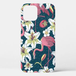 Funda Para iPhone 12 Patrón sin soldadura de los flamencos tropicales y