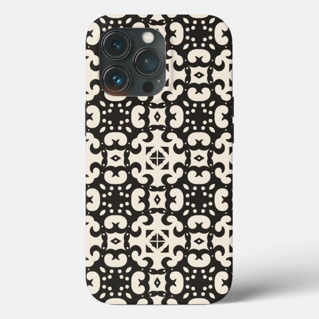 Funda De Case-Mate Para iPhone Patrón sin soldadura geométrica en blanco y negro (Reverso )