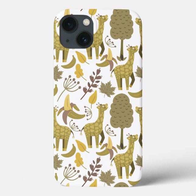 Funda De Case-Mate Para iPhone Patrón sin soldadura Giraffe amarillo fondo blanco (Reverso)