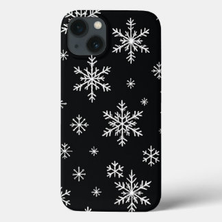 Funda Para iPhone 13 Patrón Snflake Estuche para teléfono negro