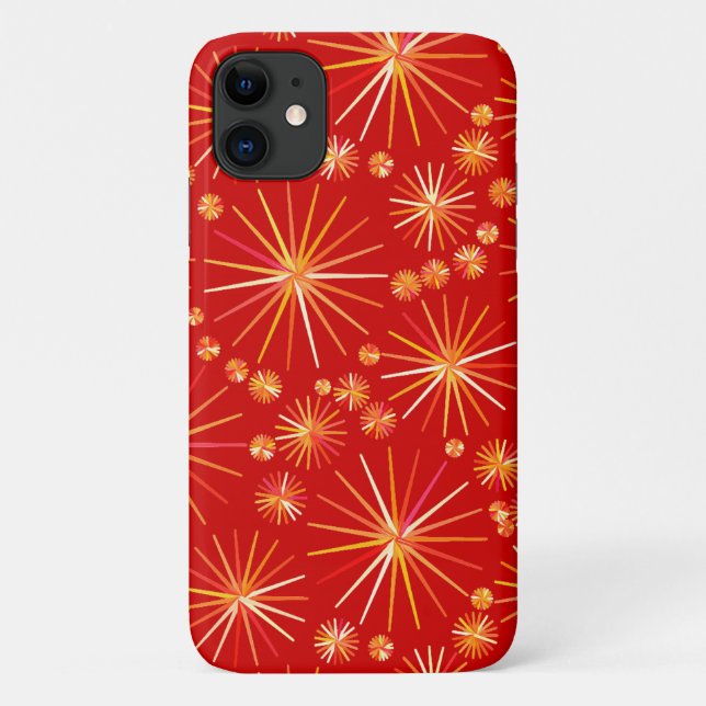 Funda De Case-Mate Para iPhone Patrón sputnik de mediados de siglo, rojo profundo (Reverso)