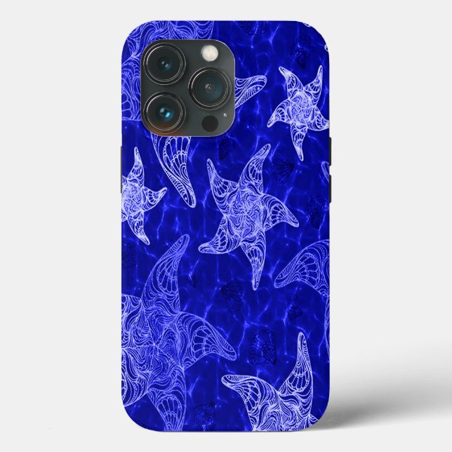 Funda De Case-Mate Para iPhone Patrón Starfish Azul (Reverso )