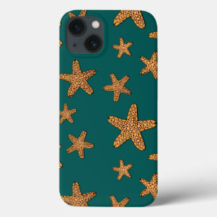 Funda Para iPhone 13 Patrón Starfish Naranja