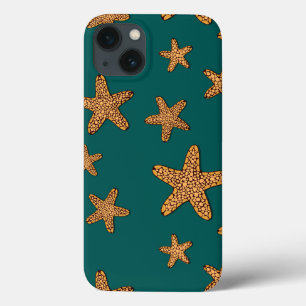 Funda Para iPhone 13 Patrón Starfish Naranja